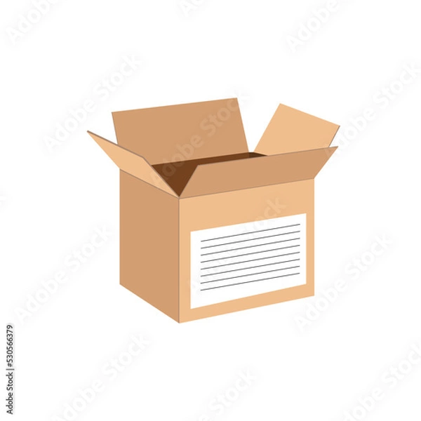 Obraz Realistic Empty Cardboard Crates Isolated On White. Vector