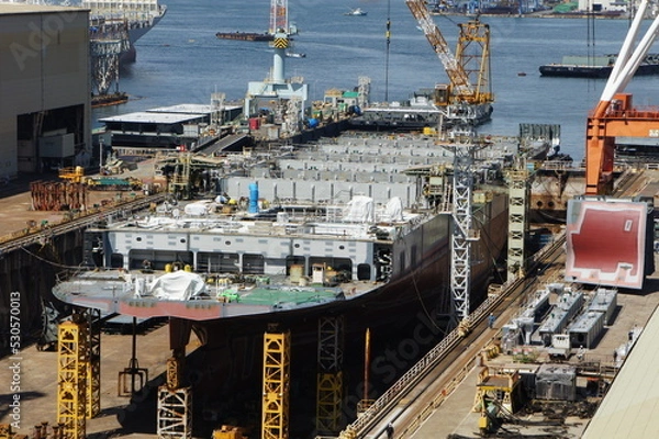 Obraz 造船所のタンカー