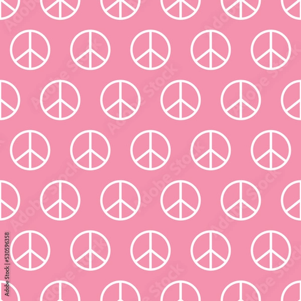 Fototapeta Peace flat vector seamless pattern. Pink Peaceful background