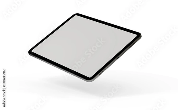 Fototapeta 3D brandless tablet with empty screen isolated on white background