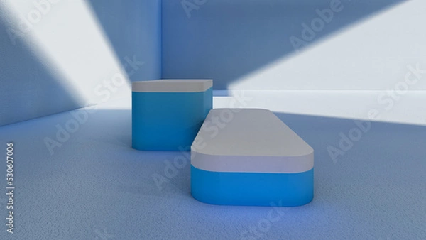 Obraz podium, product stand. mock up on a pink background texture background Ideal backdrop for product presentations