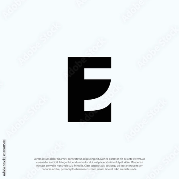 Fototapeta Initial letter EJ JE combine letter E and J in one shape negative space concept minimalist art logo vector