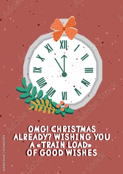 Fototapeta A4 format vector illustration card with the New Year and Christmas for the holiday