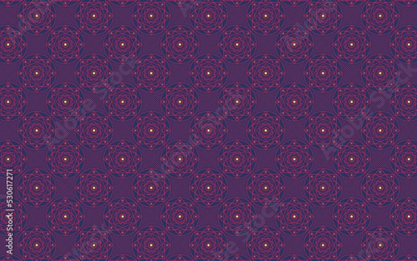 Obraz blue and yellow and red mandala squares triangles and circles pattern texture fabric wallpaper