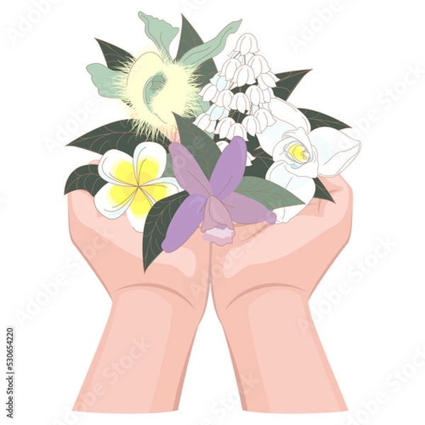 Obraz Flores y manos