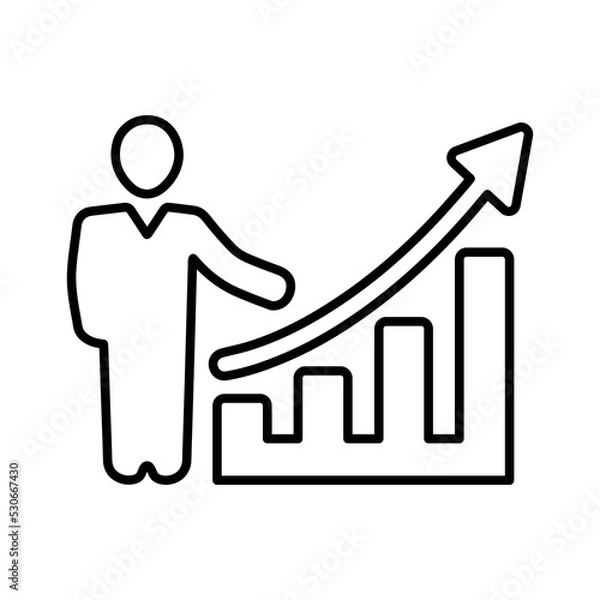 Fototapeta Analytics, career, growth outline icon. Line art sketch.