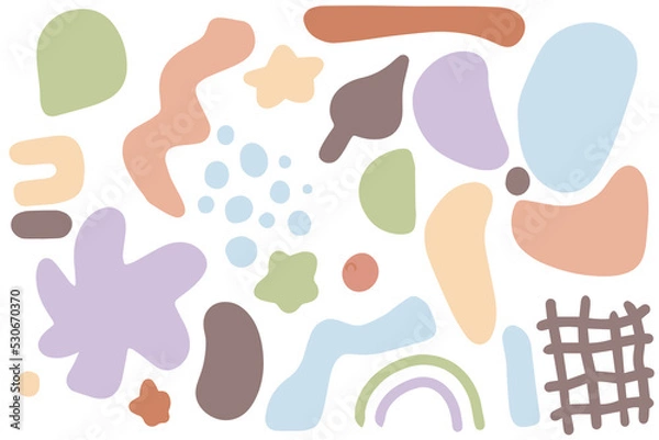 Fototapeta Set of hand drawn various shapes and doodle objects. Abstract contemporary modern trendy vector illustration. All elements are isolated