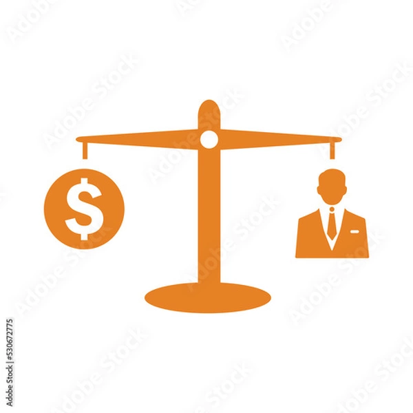 Fototapeta Balance, employee, salary icon. Orange vector sketch.