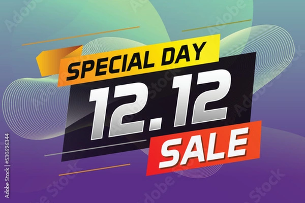 Fototapeta 12.12 Shopping day sale banner background 12 December sale poster template vector illustration for use landing page, template, ui, web, mobile app, poster, banner, flyer, background	
