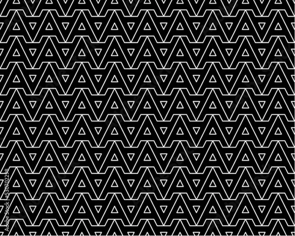 Fototapeta Black A alphabet letter repeat pattern background vector. Zigzag lines pattern seamless background.