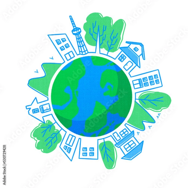 Fototapeta 地球と街並み