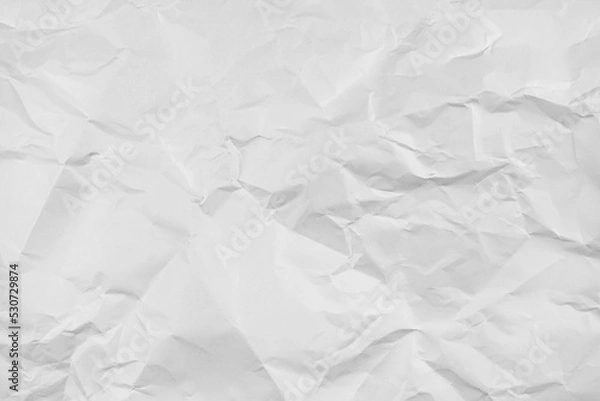 Fototapeta White crumpled paper texture background, clean white wrinkled paper, top view..