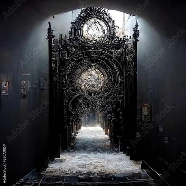Fototapeta Gate into chaos, Cinematic, Dramatic, 3-Dimensional, Angry. Surreal, fantasy, chaotic.