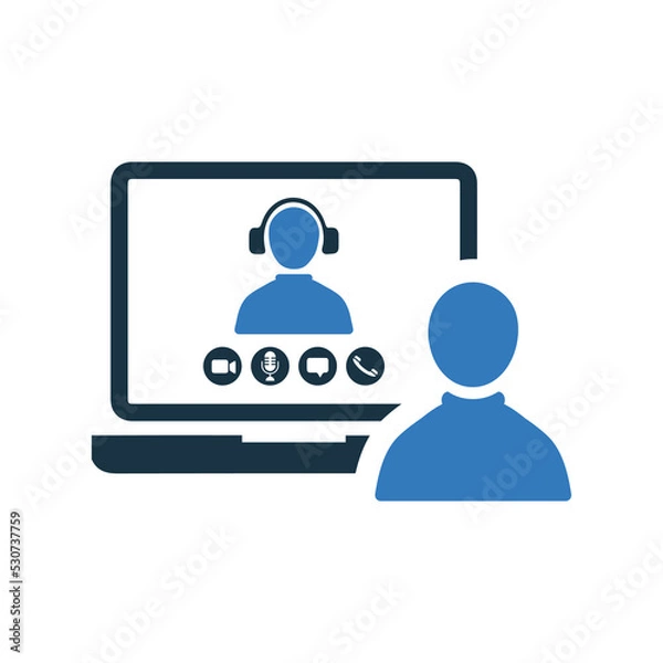 Obraz Call, interview, video icon. Simple flat design Concept.