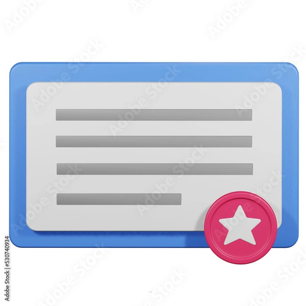 Fototapeta Certificate 3d icon