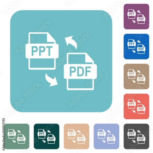 Obraz PPT PDF file conversion rounded square flat icons