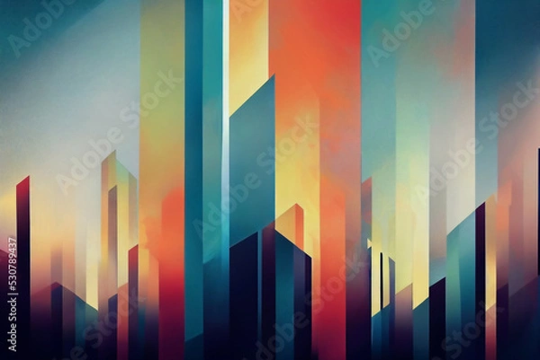 Fototapeta abstract blocks and glitched shapes background, digital illustration