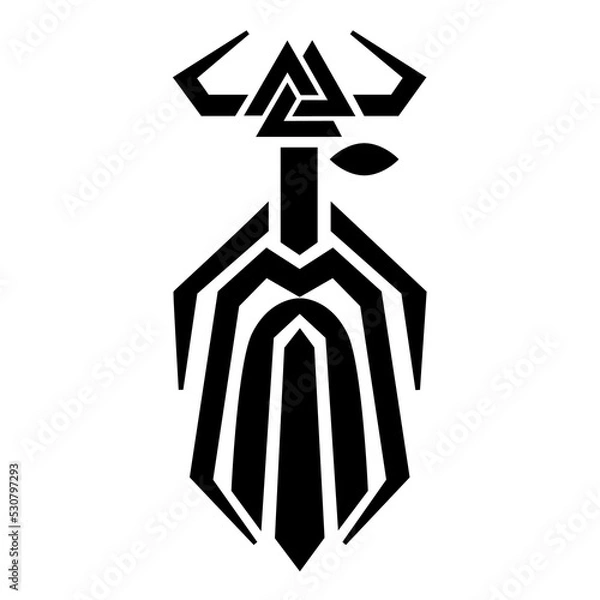 Fototapeta Odin, Valknut symbol, Norse mythology, vector, isolated on white background
