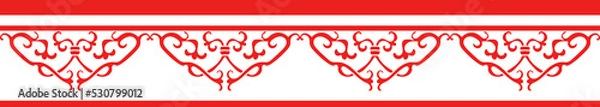 Fototapeta Red Chinese style tracery traditional pattern border frame