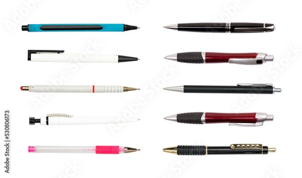 Obraz collection of different, old, used ball pens