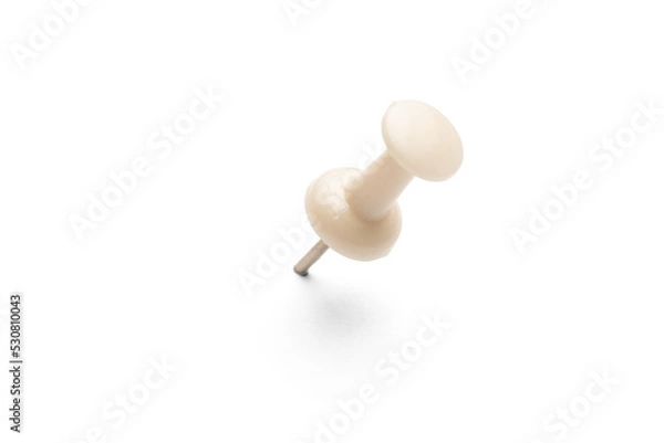 Fototapeta White pushpin on white background with shadow