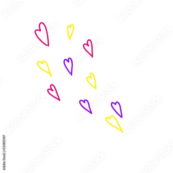 Fototapeta Hand drawn shape heart with cute sketch line, divider shape. Love doodle isolated on white background for wedding, mother, woman or valentines day.