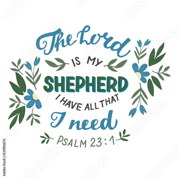Obraz Hand lettering with Bible Verse The Lord is my Shepherd Psalm 23