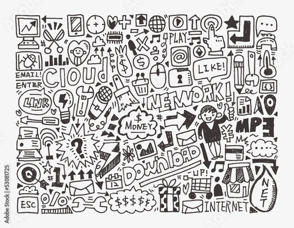 Fototapeta doodle network element