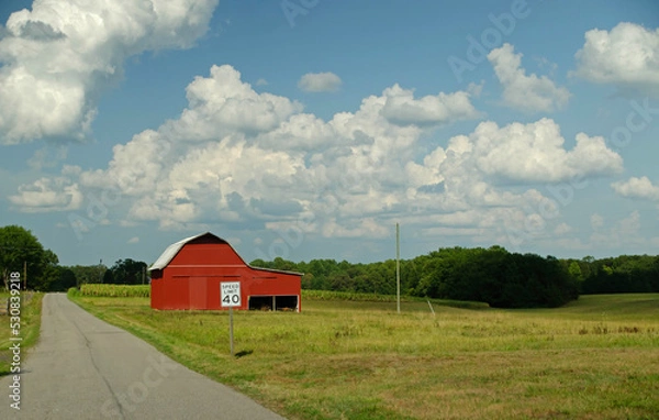 Fototapeta landscape with barn and sky