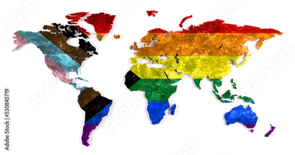 Obraz Progress LGBTQ Rainbow world map