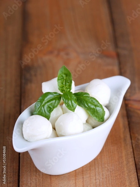 Obraz mozzarella mini in white bowl