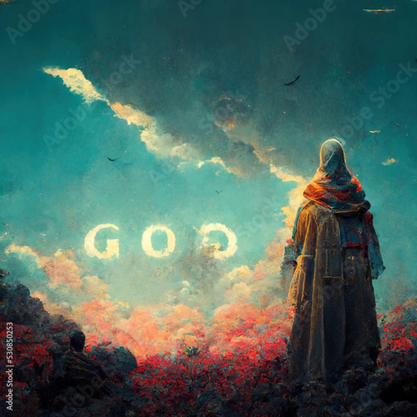 Obraz painter's drawing about god