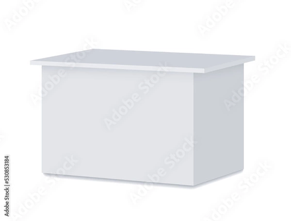 Fototapeta Vector realistic table or desk. Mockup. White Mobile counter for helping service desk, exhibitions, retail trade, promotion, advertising, pos, poi. Blank template. EPS10.