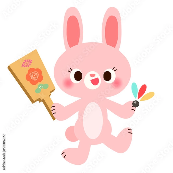 Obraz ウサギと羽子板のベクターイラスト