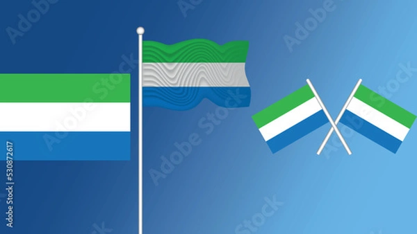 Obraz Waving flag of Republic of Sierra Leone on the transparency blue background vector and illustration