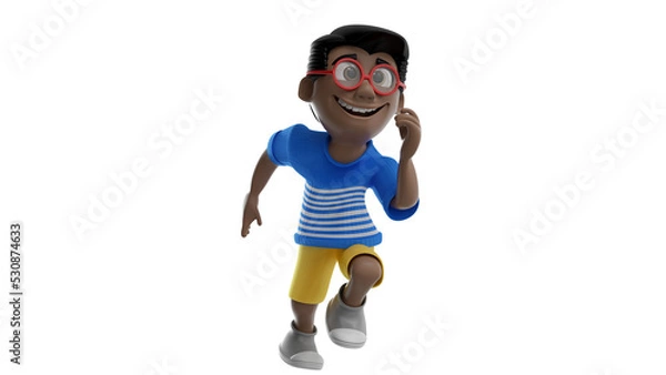 Fototapeta Isolated 3d illustration of happy child playing for children's day composition