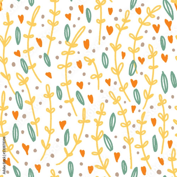 Obraz Cute autumn twigs - vector seamless pattern