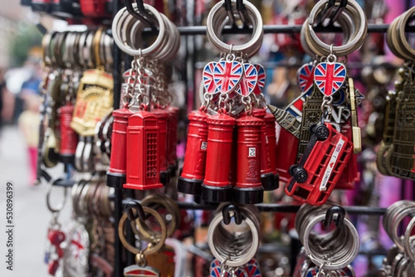Obraz Red telephone box, key ring, souvenir from London.