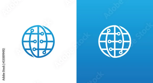 Fototapeta Global Tech Logo Concept sign icon symbol Element Design. Technology Logotype. Vector illustration template