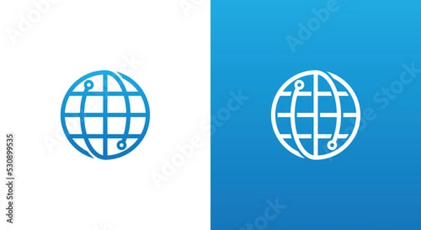 Fototapeta Global Tech Logo Concept sign symbol icon Element Design. Technology Logotype. Vector illustration template