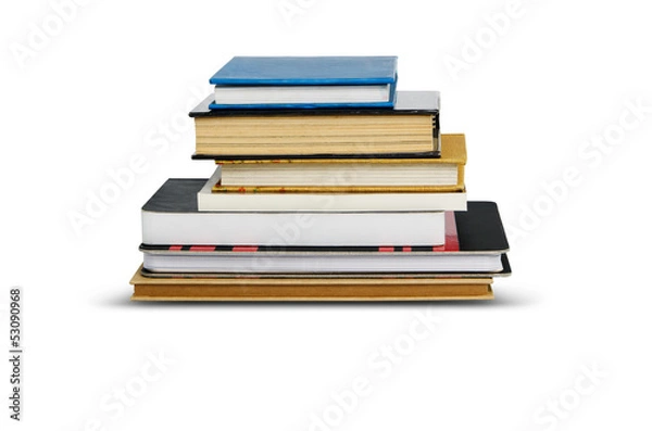 Fototapeta books stack isolated on white background with clipping path