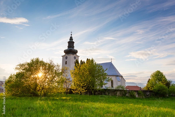 Fototapeta Church in Turciansky Michal village in Turiec region, Slovakia.