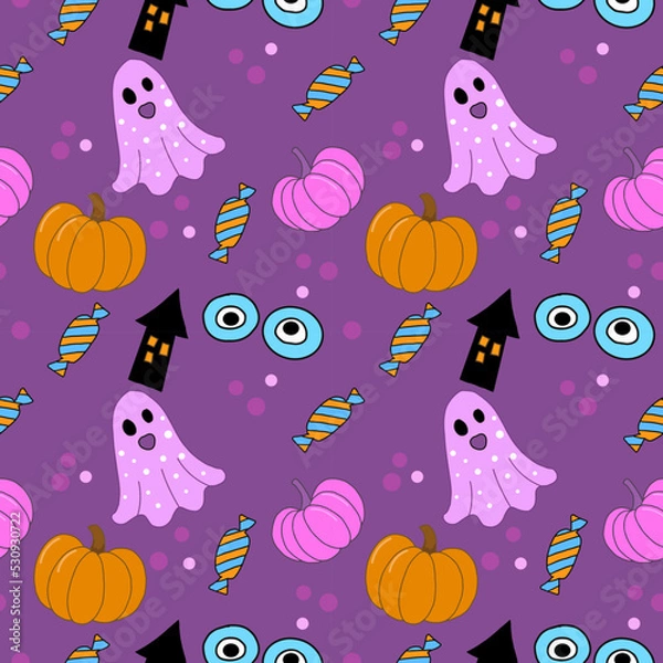 Fototapeta Cute seamless pattern for Halloween holiday. Can be used for fabric textile wallpaper gift wrap paper background.