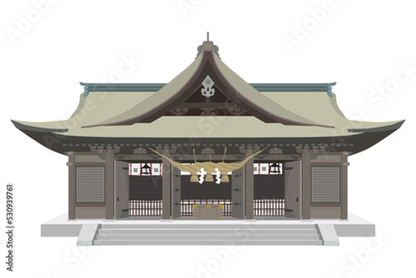 Fototapeta 古くシンプルな造りの神社の拝殿