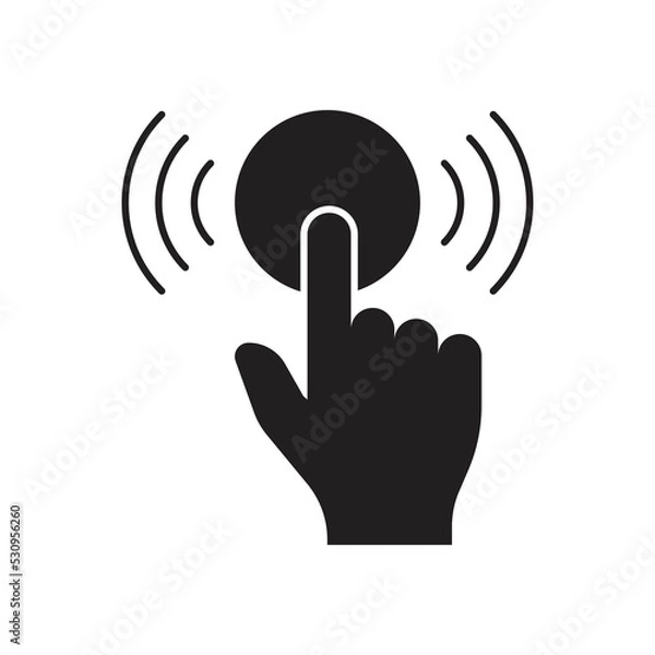 Obraz Ring door bell icon. Hand pushing the button sign. Pressing the doorbell symbol. isolated on white background. vector illustration