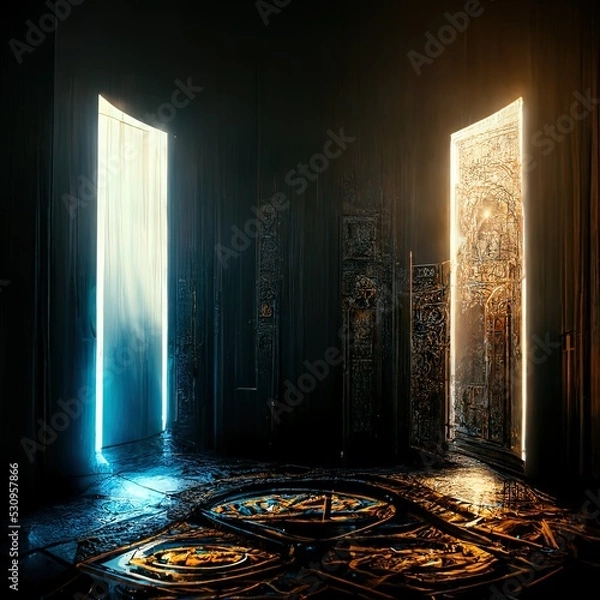 Fototapeta Portal into the abyss. Cinematic, Dramatic, 3-Dimensional, Angry. Surreal, fantasy, chaotic.