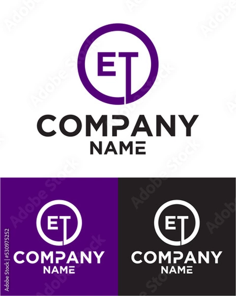Fototapeta Initial letter e t logo vector design template