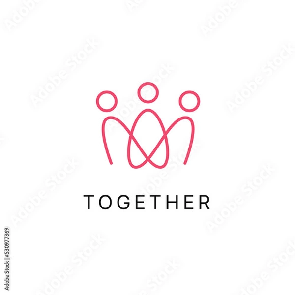 Fototapeta Minimal together unity logo diversity 