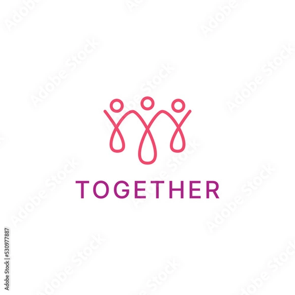 Fototapeta Minimal together unity logo diversity 