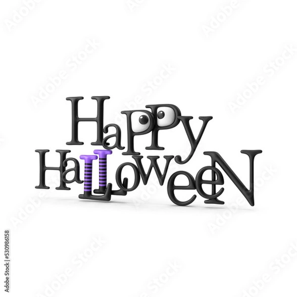 Fototapeta Happy Halloween Text with eyes - 3d render